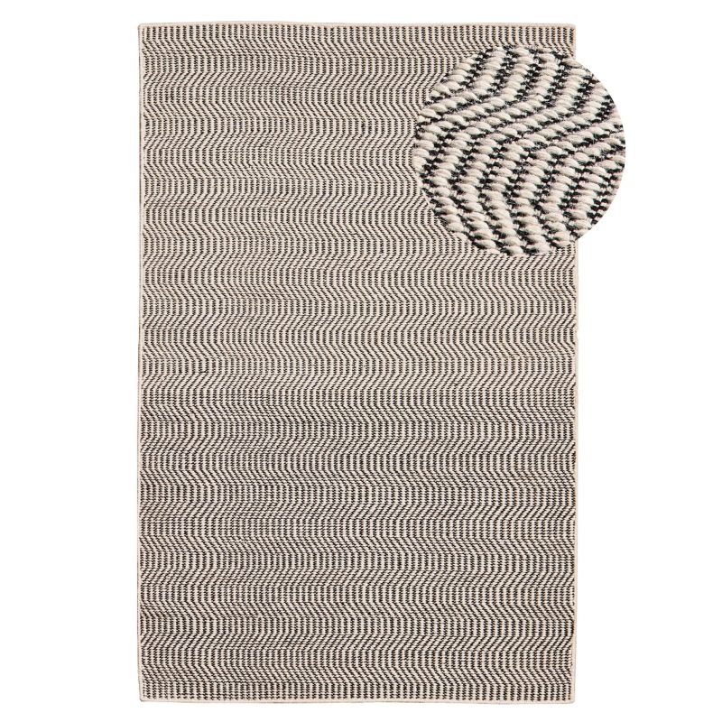 Alverton Clay & Black Geometric Wool with Cotton Rug - 200 x 290cm