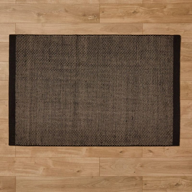 Atcham Black Pebble Wool with Cotton Rug - 120 x 170cm