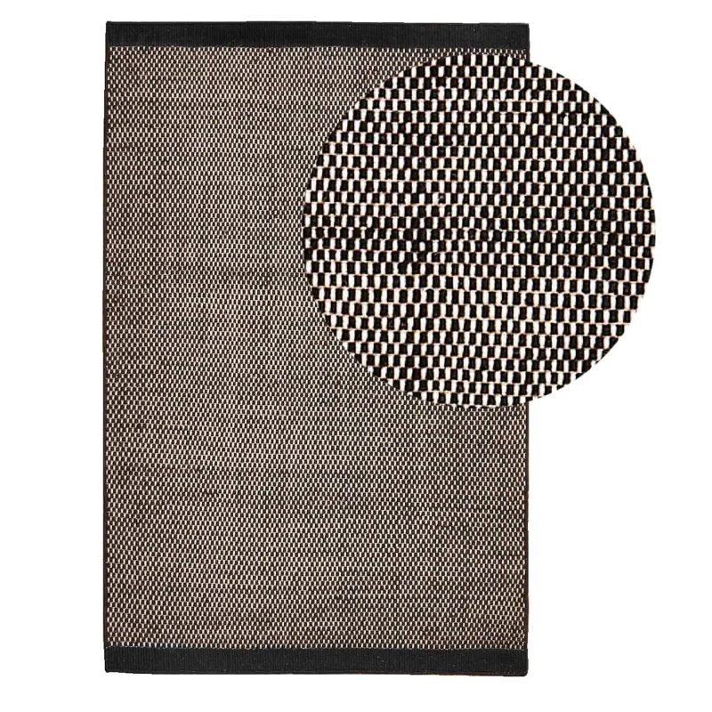 Atcham Black Pebble Wool with Cotton Rug - 120 x 170cm