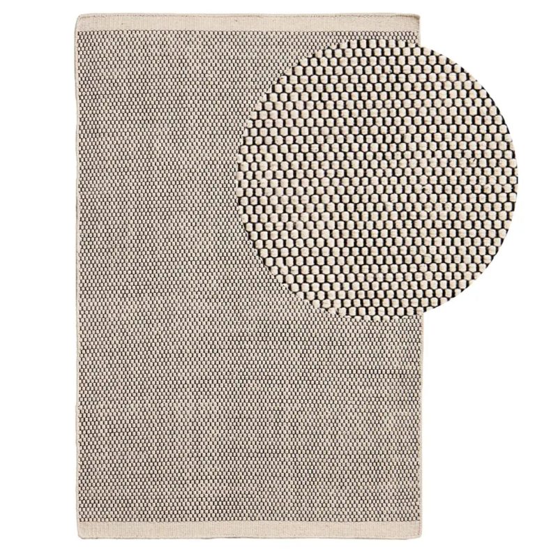 Atcham Black/Natural Pebble Wool with Cotton Rug - 200 x 290cm