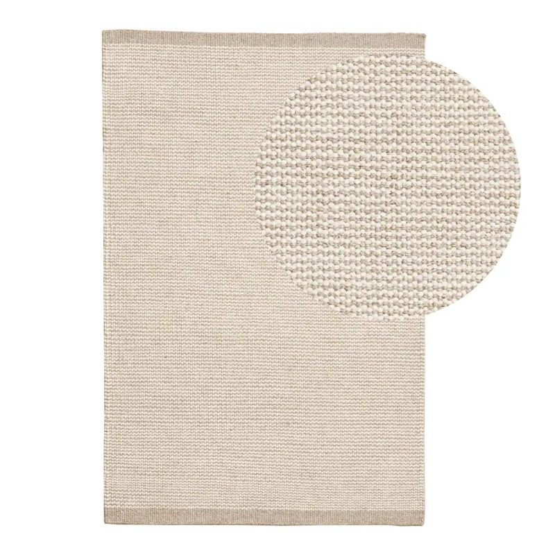 Cotham Clay & Natural Striped Wool with Cotton Rug - 160 x 230cm