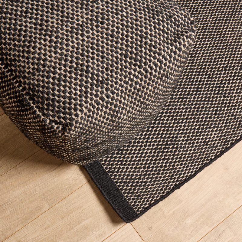 Atcham Black Pebble Wool with Cotton Rug - 120 x 170cm
