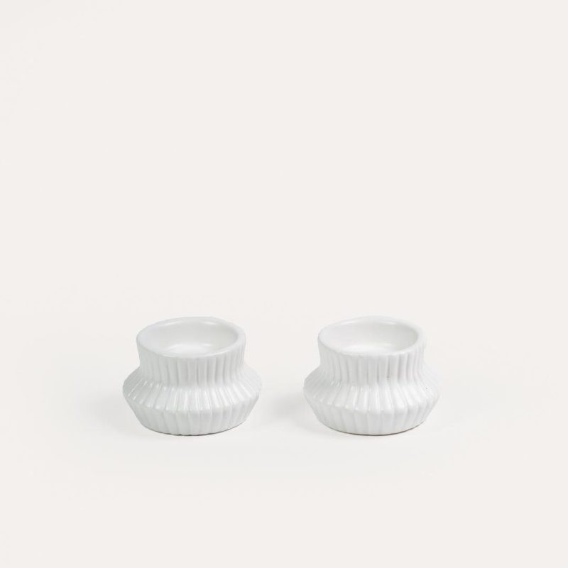 Kinsley 9cm Ceramic Tea Light Holder - Set of 2 - White